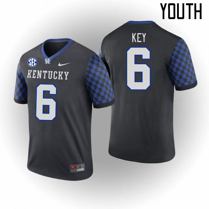Youth #6 Dane Key Kentucky Wildcats College Football Jerseys Stitched Sale-Black